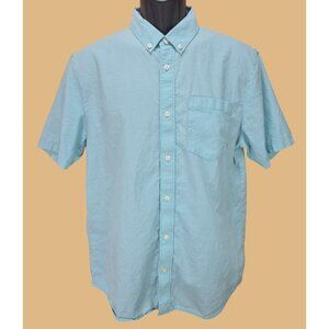 Vans Mens Short Sleeve Button-Up Shirt Blue Medium